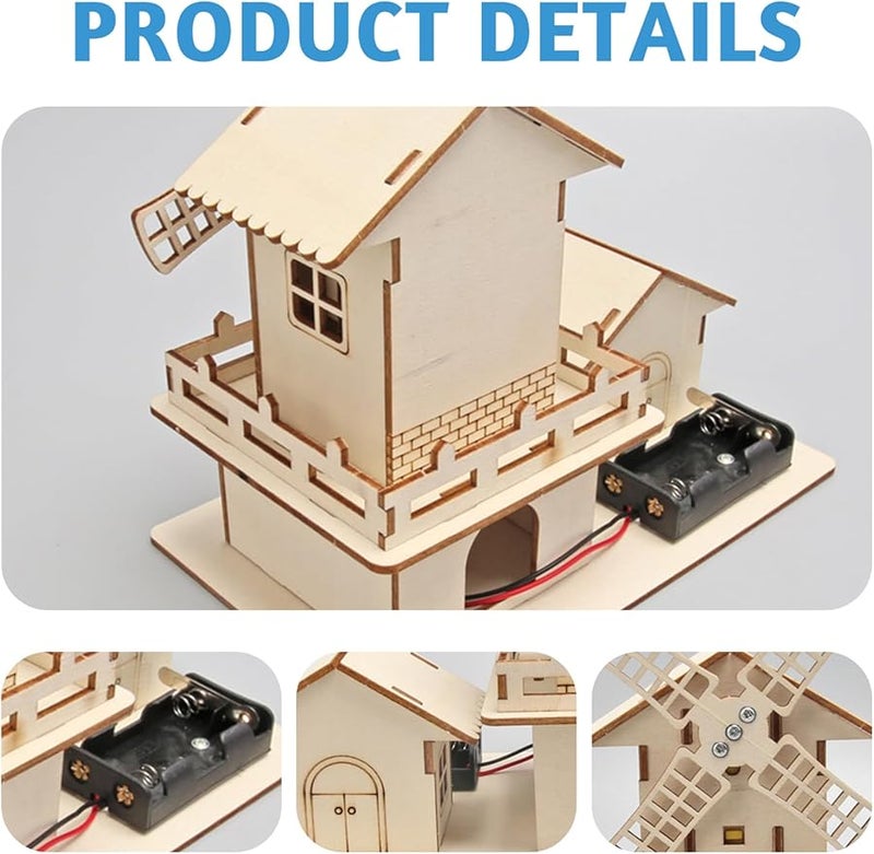 منزل الطاحونة الهوائية لعبة ألغاز خشبية ثلاثية الأبعاد تعليمية للبناء للأطفال - Image 2